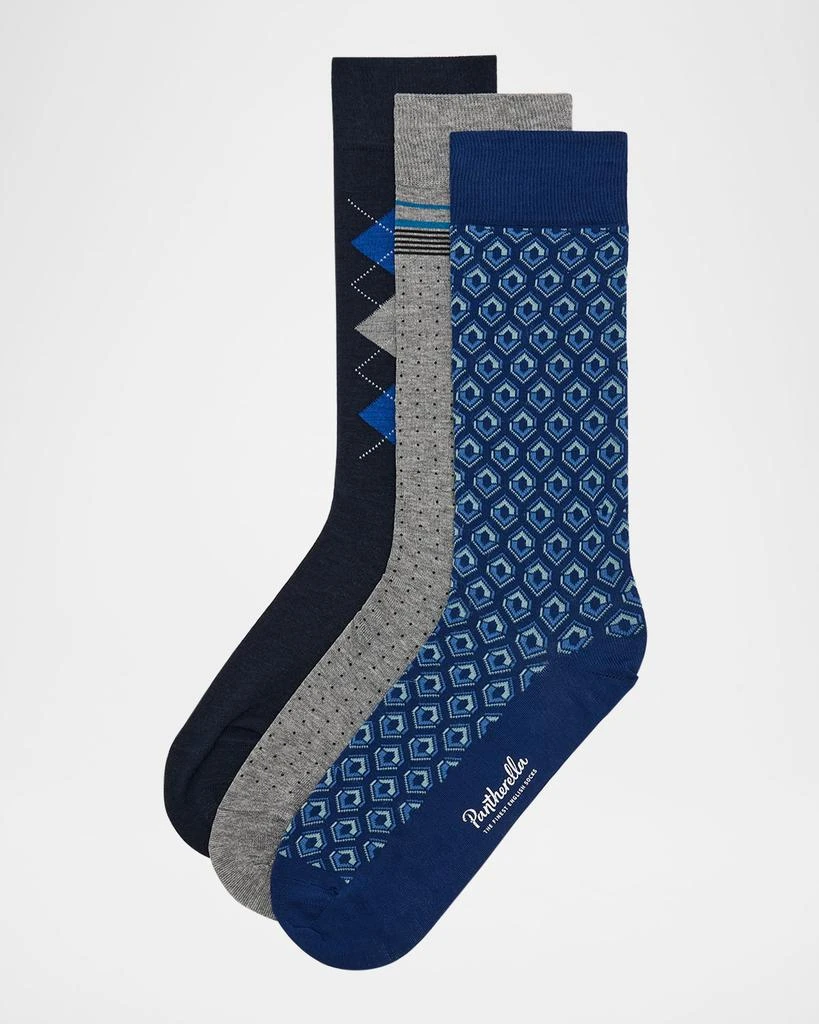 Pantherella Men's Locke Barfield Beckford 3-Pack Crew Socks 1