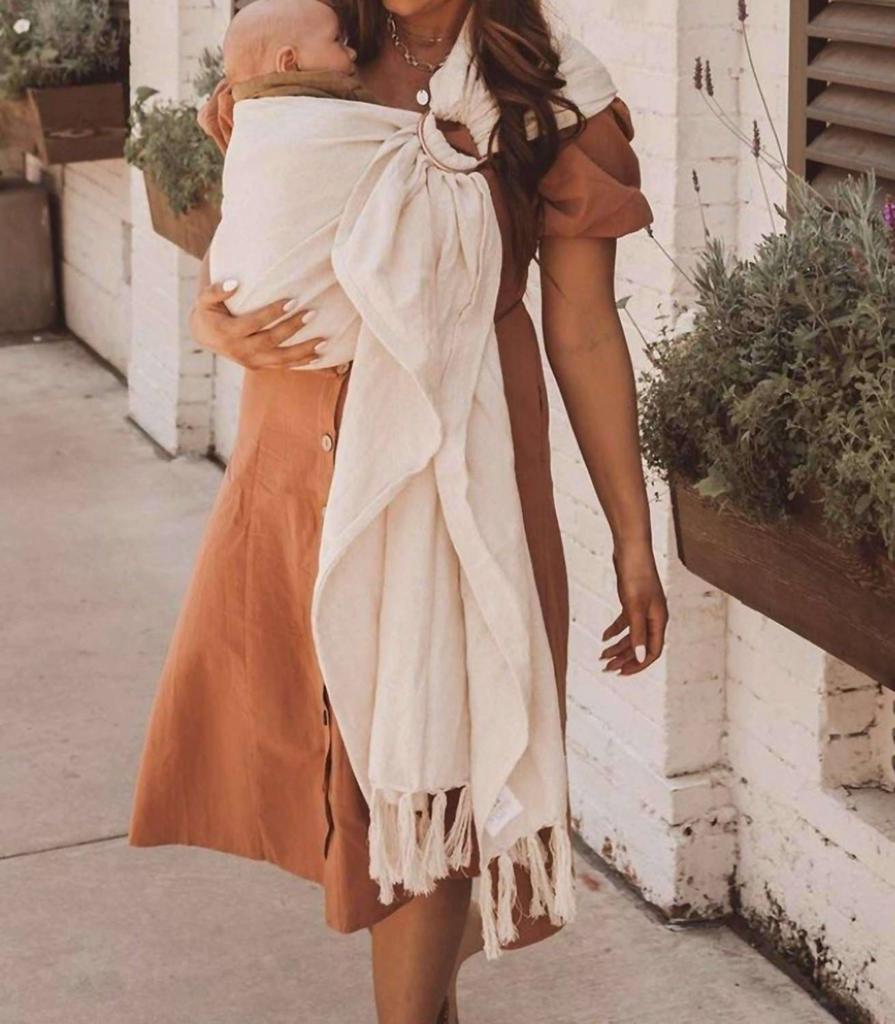 Beachwood Baby Boho Hand-Woven Baby Sling In Beige