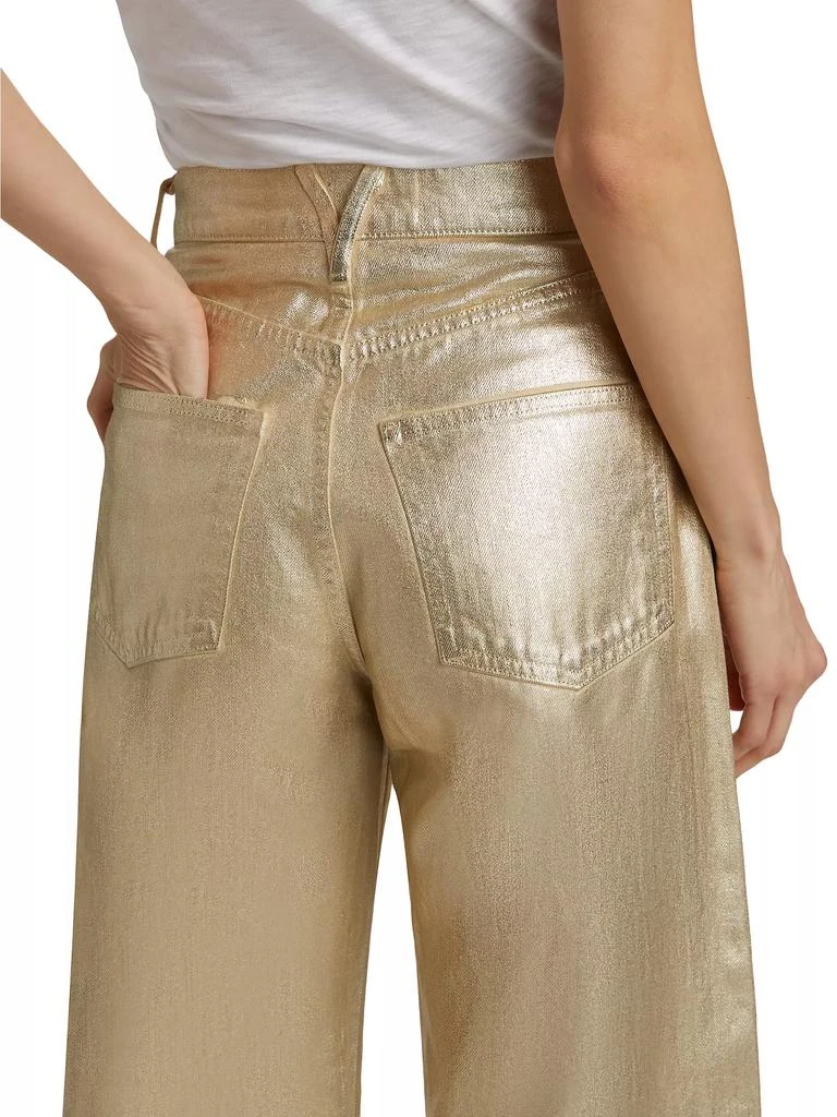 VERONICA BEARD Taylor Metallic Cropped High-Rise Wide-Leg Jeans 6