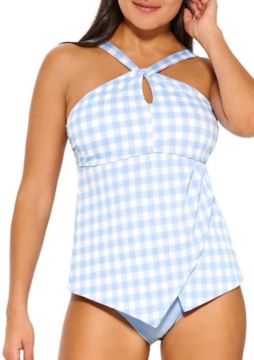 Crown & Ivy™ Ivy Gidget Gingham Keyhole Neck Tankini Swim Top 1