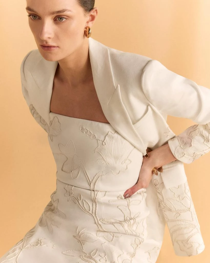 veronica beard julianna embroidered dress Boho Satin A-line V-neck 3D Flowers Wedding Dress, MW961 main image 0