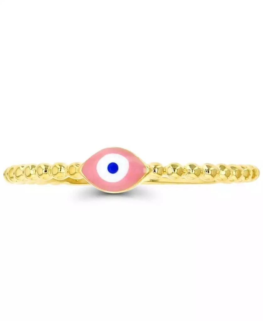 Macy's Macy’s Enamel Evil Eye Beaded Ring in 14K Yellow Gold Over Sterling Silver 1