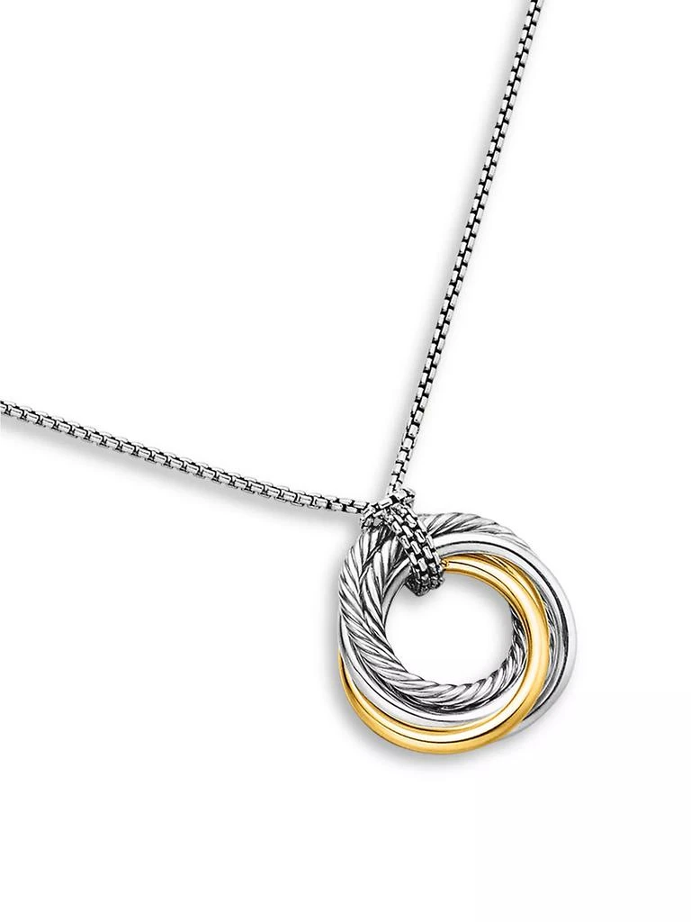 David Yurman Crossover Pendant Necklace in Sterling Silver with 14K Yellow Gold, 28mm 6