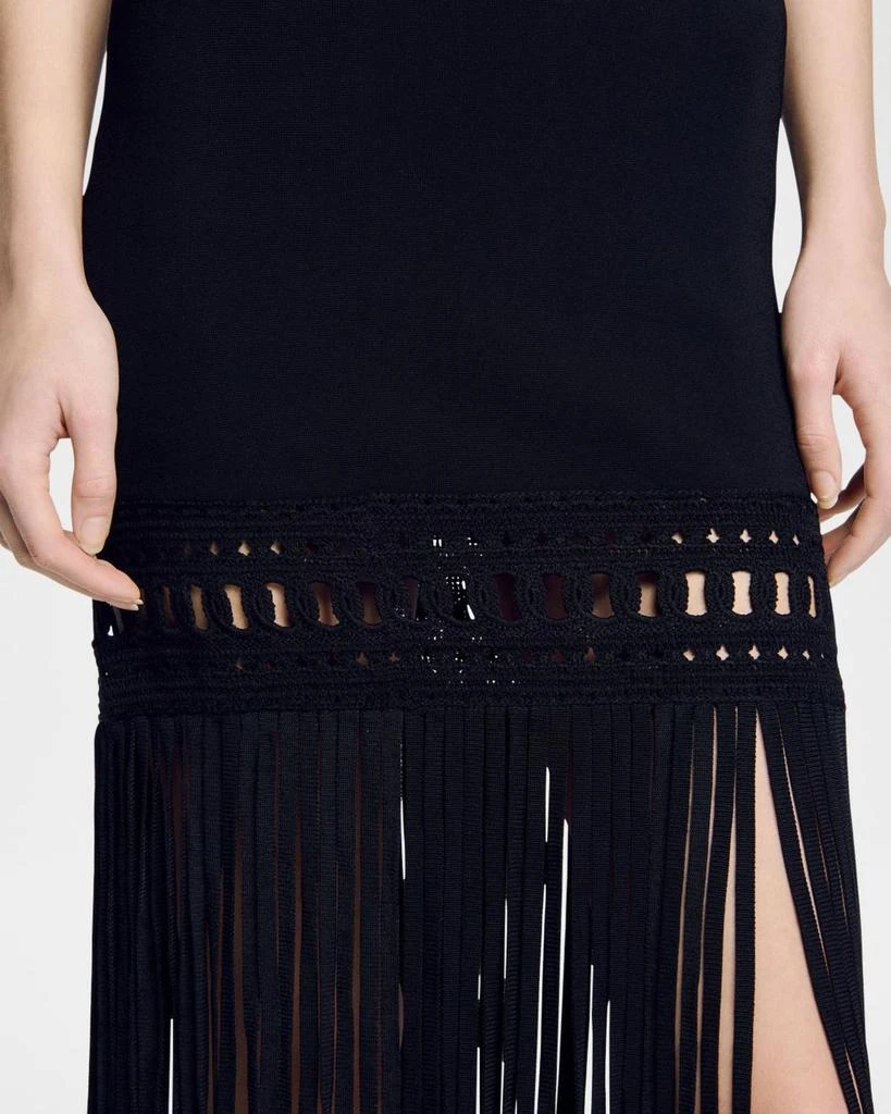 Sandro Lyne Fringe-Trim Midi Dress 6