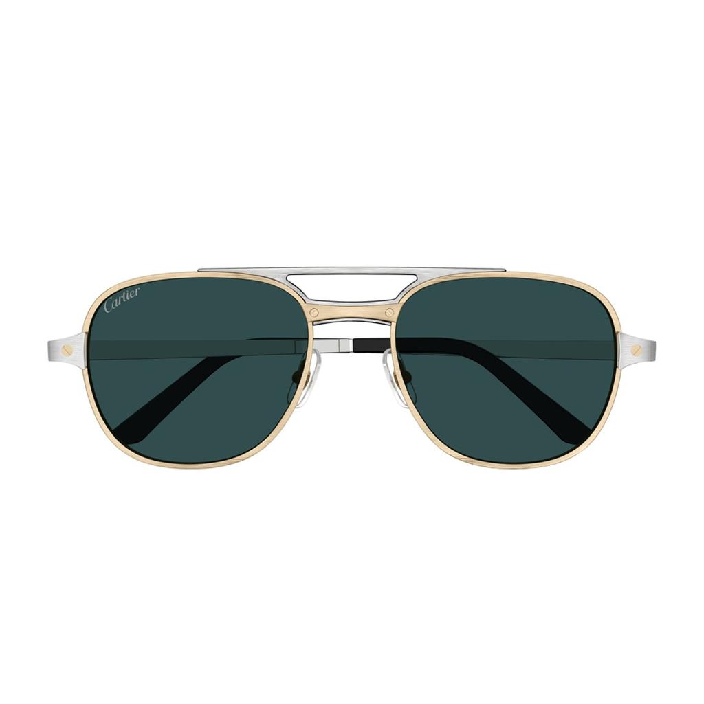 Cartier Eyewear Cartier Ct0477s Santos De Cartier 003 Gold Silver Green Glasses