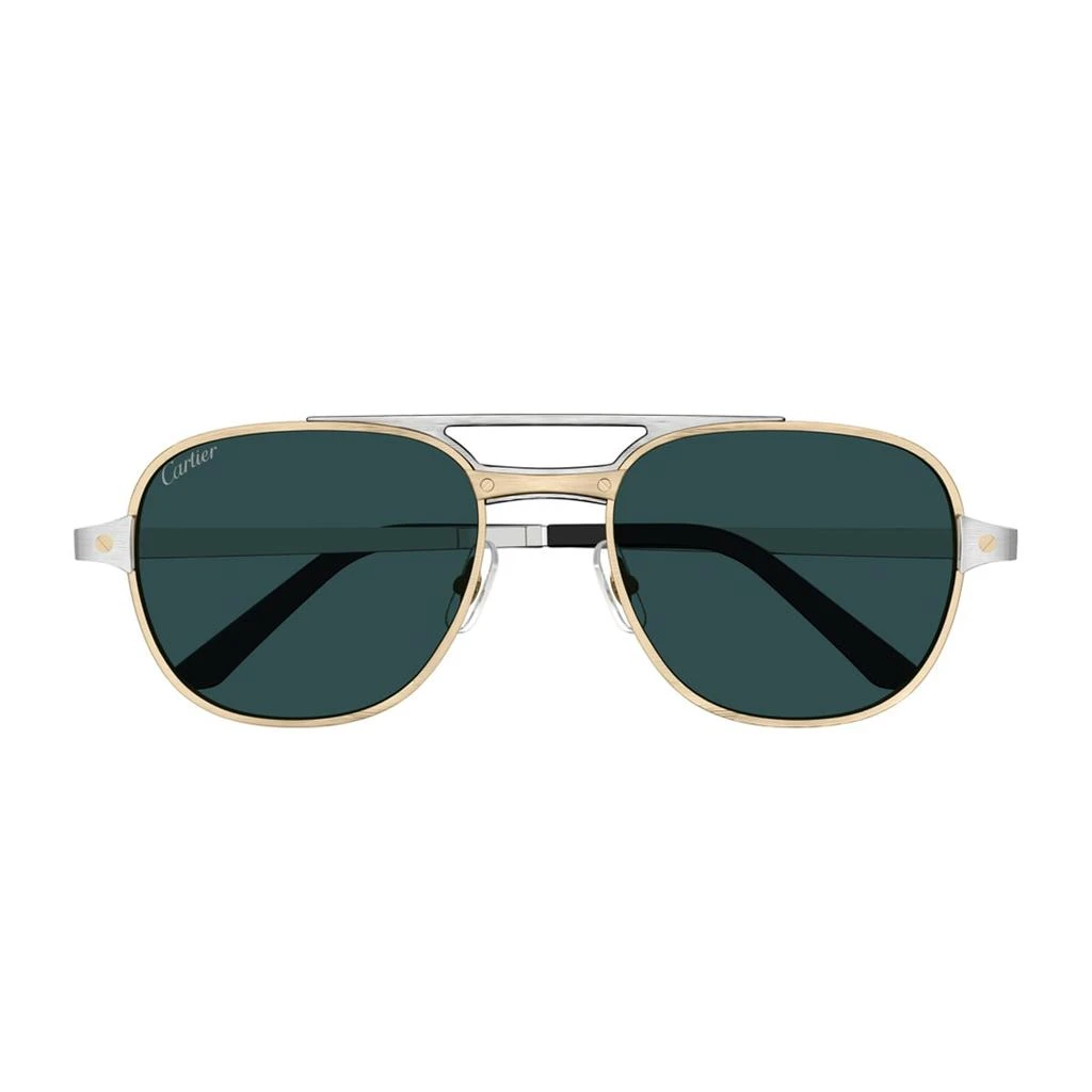 Cartier Eyewear Cartier Ct0477s Santos De Cartier 003 Gold Silver Green Glasses 1