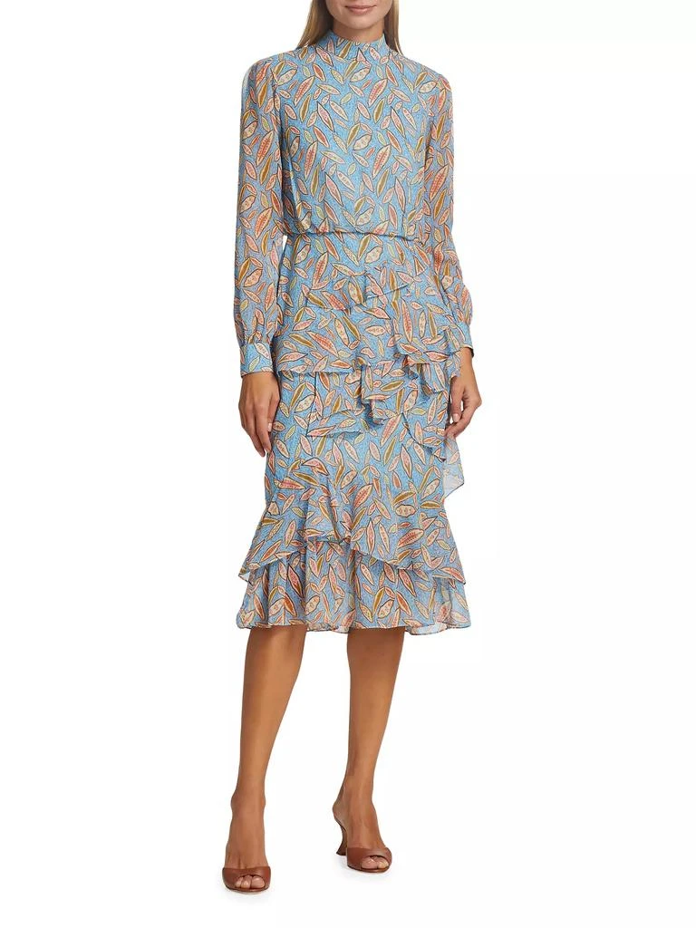 Saloni Isa Ruffled Silk Georgette Teardrop Print Dress 3