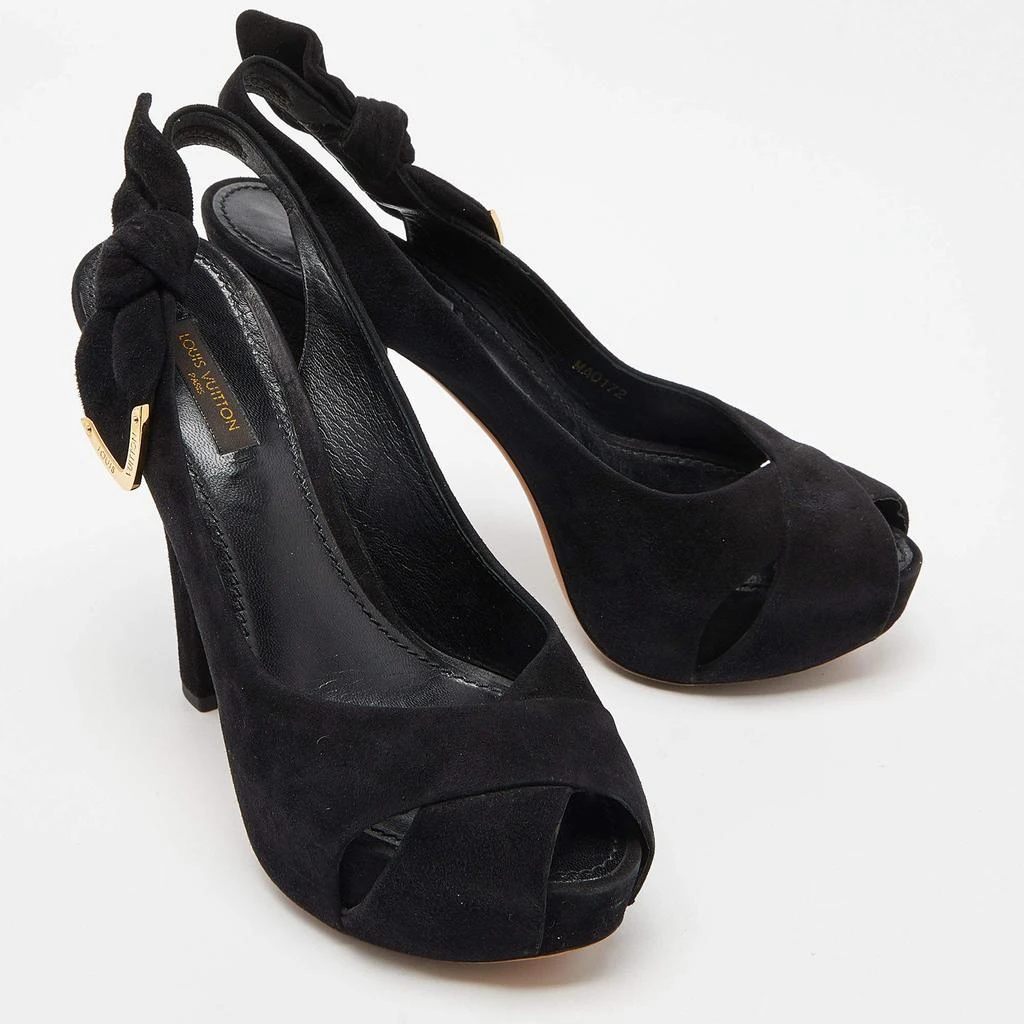 Louis Vuitton Louis Vuitton Black Suede Tonka Slingback Sandals Size 36.5 4