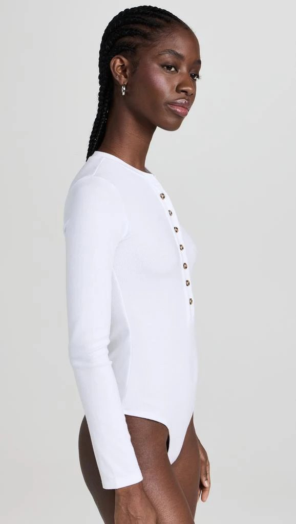 Ambitionist Button Up Ribbed Henley Thong Bodysuit 3