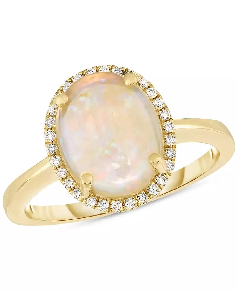 Macy's Opal (1-3/4 ct. t.w.) & Diamond (1/10 ct. t.w.) Oval Halo Ring in 14k Gold 1