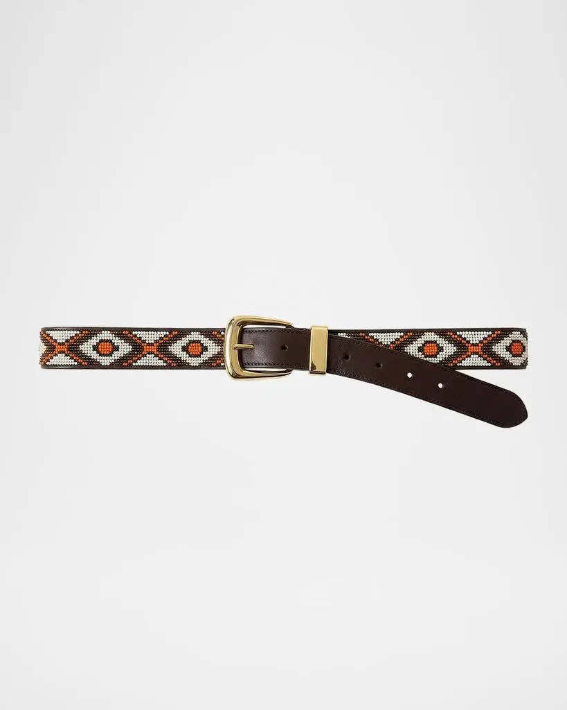 VERONICA BEARD Arch Beaded Leather Belt