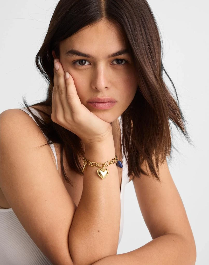 Madewell Engine Turned Lapis Heart Charm Bracelet 2