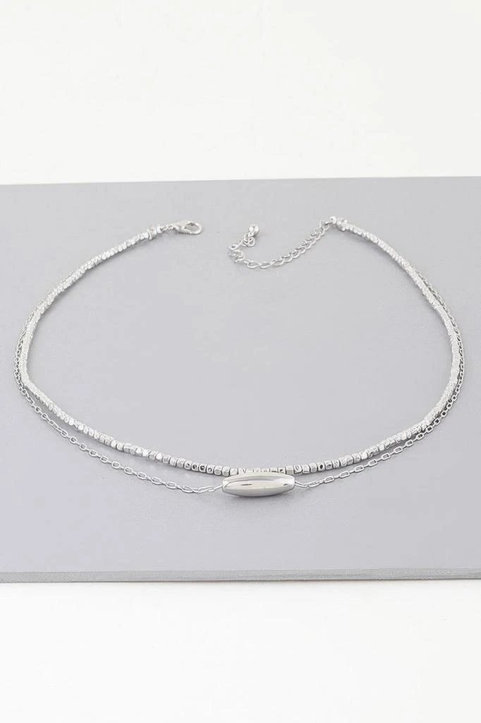 TRUEDAMES Double Cube Beaded Oval Chain Necklace