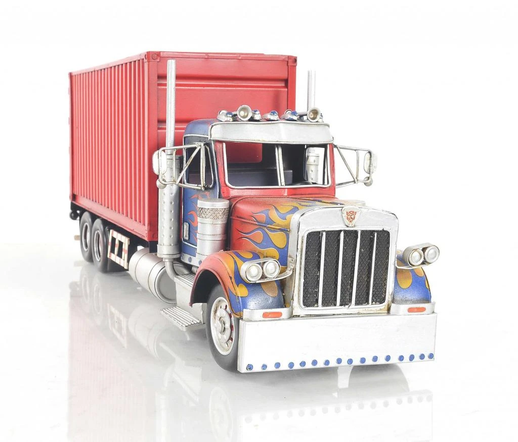 Hivvago 8" Blue And Red Metal Hand Painted Model Car Tabletop Sculpture