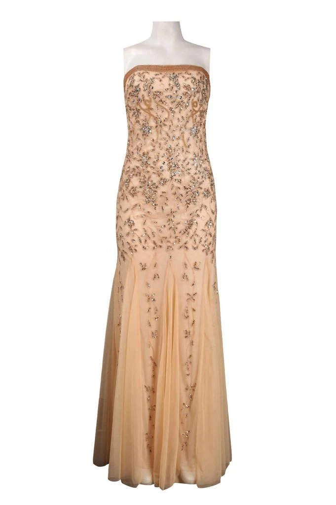 Adrianna Papell Sequin Strapless Drop Waist Dress In Champagne - Dresses &  Skirts - BeyondStyle