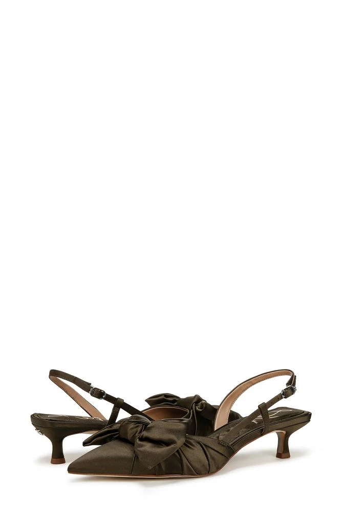 Sam Edelman Treena Bow Plissé Pointed Toe Kitten Heel Sandal 8