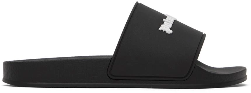 Palm Angels Black Monogram Pool Slides 1
