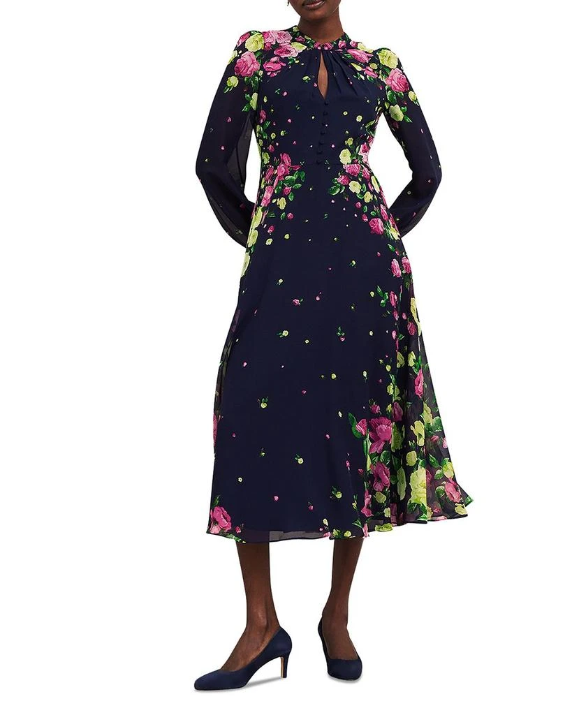 HOBBS LONDON Eva Floral Print Silk Midi Dress 1