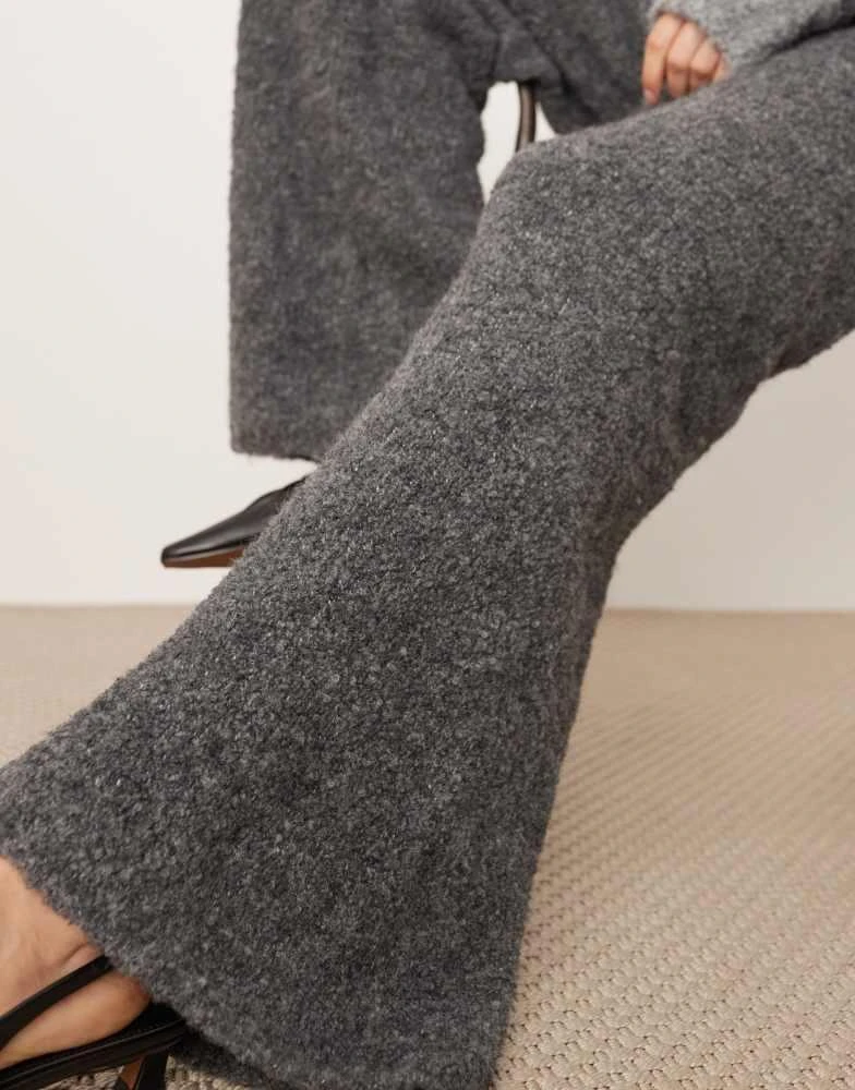 ASOS ASOS EDITION boucle knit wide leg trouser co-ord in charcoal 5