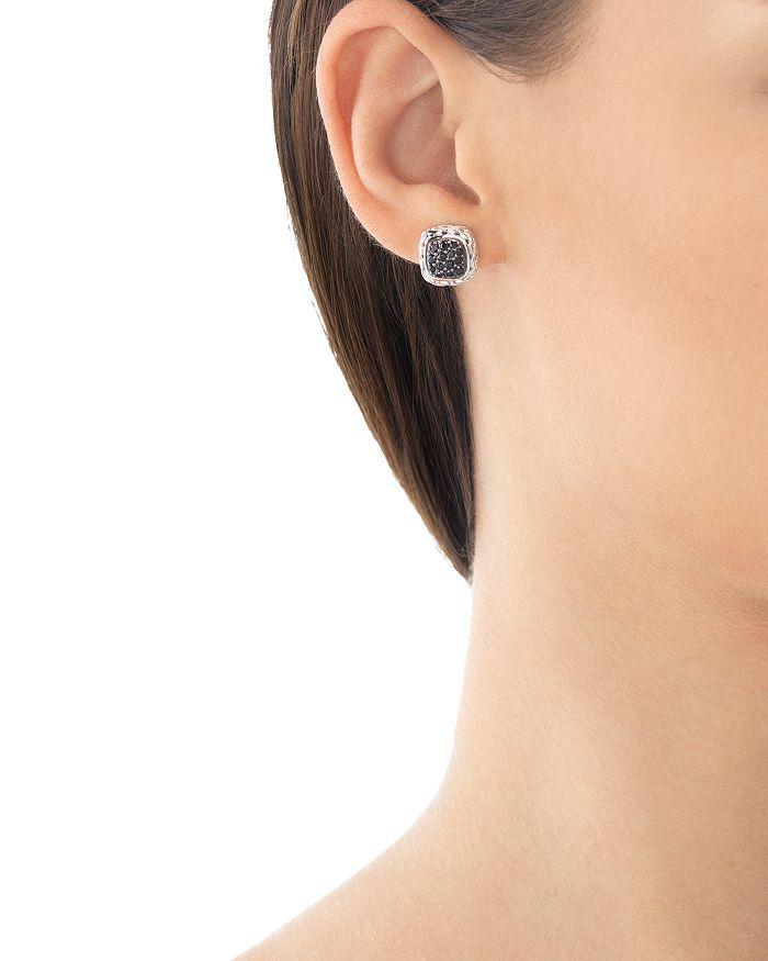 John Hardy "Kali Lava" Small Square Stud Earrings with Black Sapphire