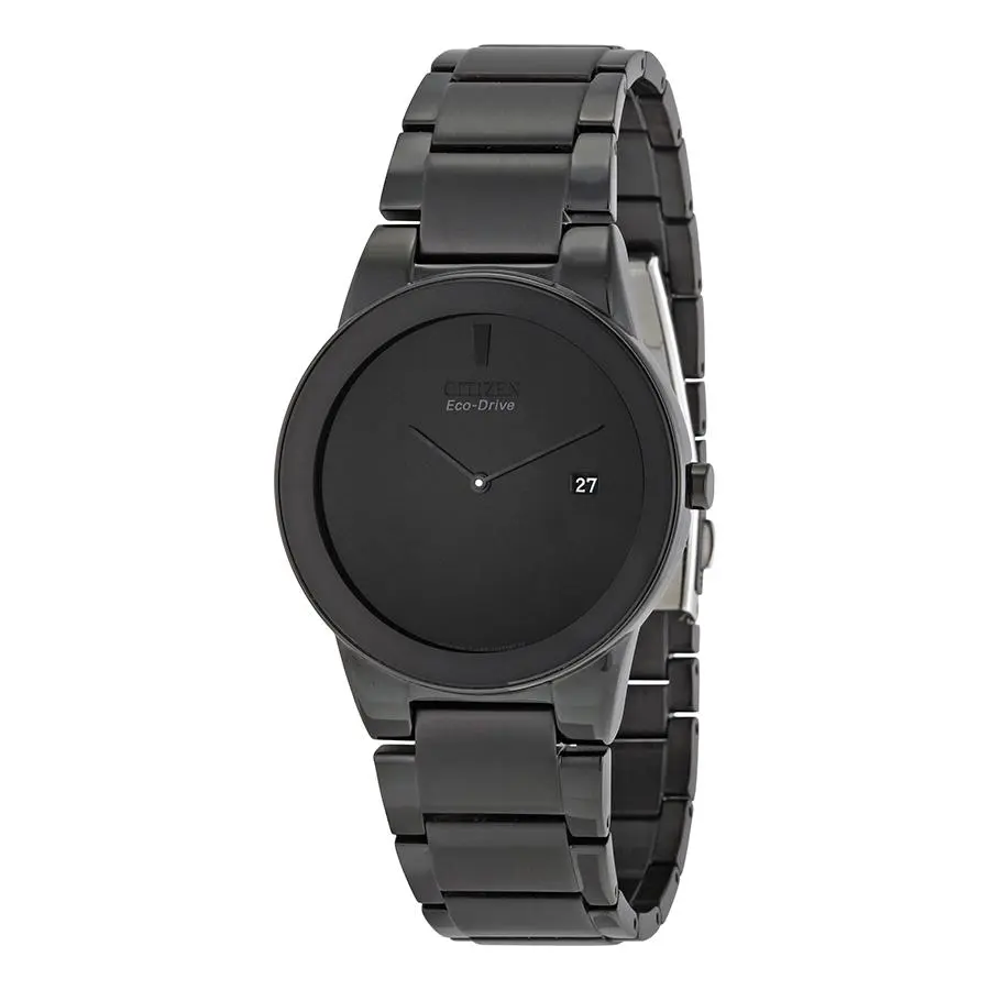 Citizen Axiom Eco Drive Black Dial Black Ion-plated Men's Watch AU1065-58E