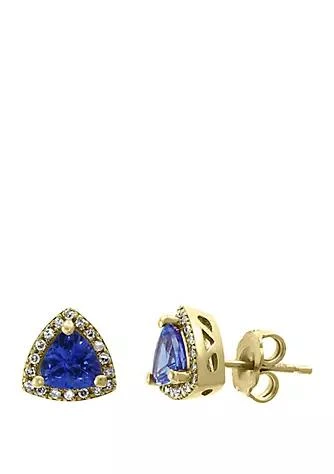 Effy 1/8 ct. t.w. Diamond and 1.05 ct. t.w. Tanzanite Earrings in 14k Yellow Gold