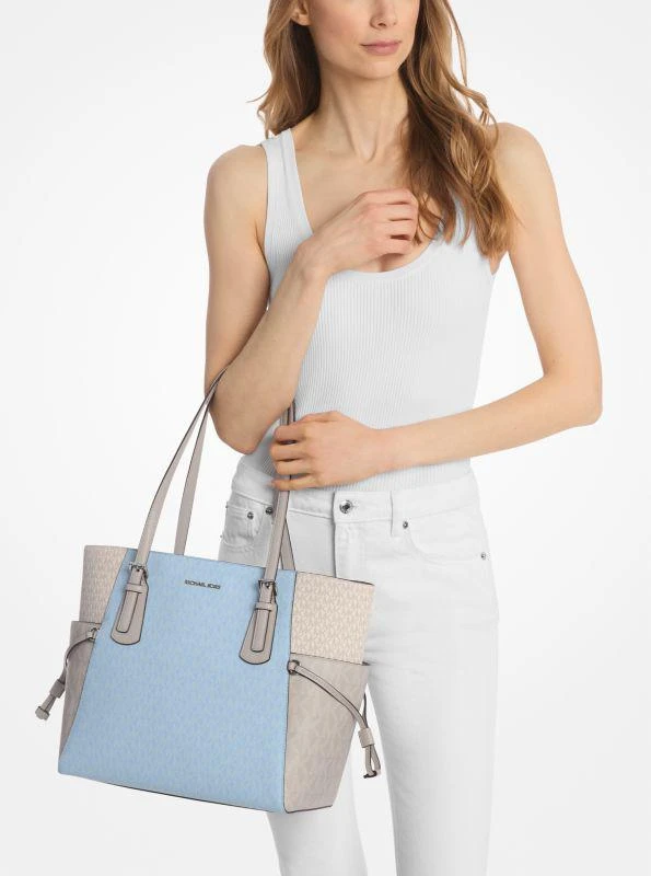 Michael Kors Voyager Large Color-Block Signature Logo Tote Bag 3