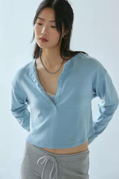 Out From Under Out From Under Luise Pointelle Knit Long Sleeve Henley Top