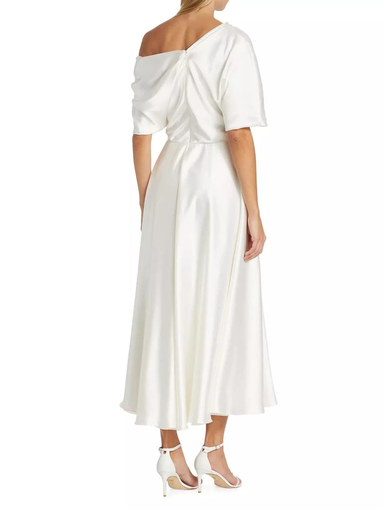 Amsale Draped Off-The-Shoulder Satin Midi-Dress 5