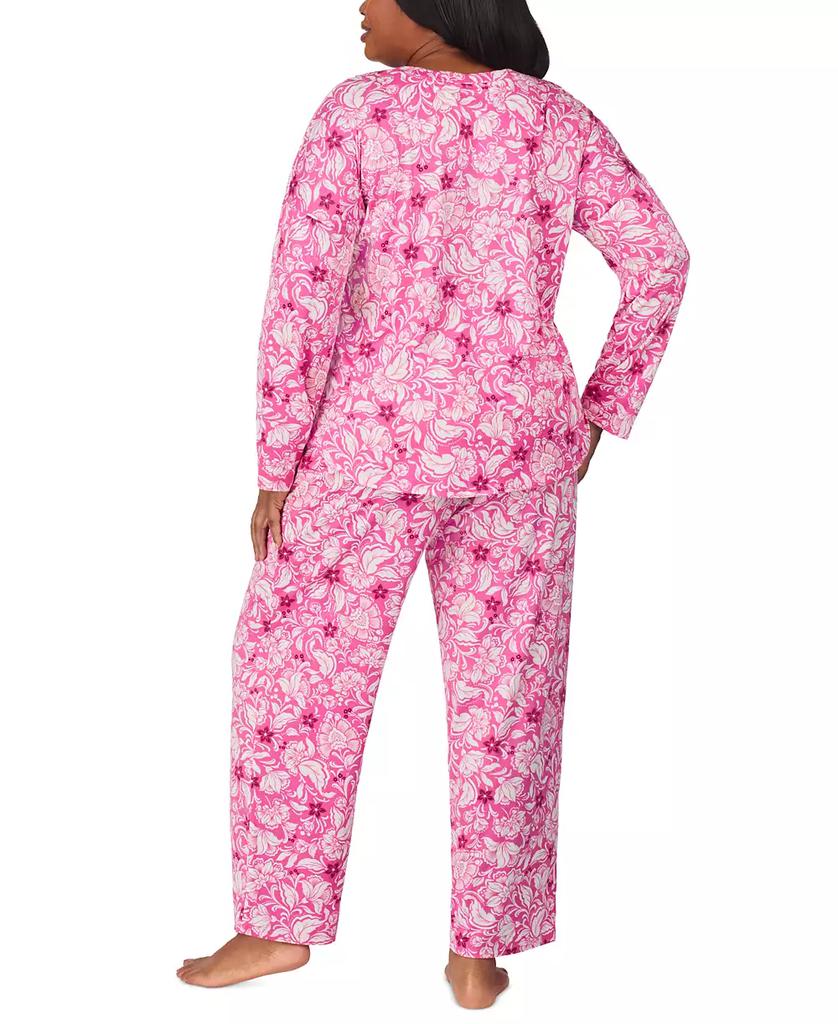 Ellen Tracy Plus Size Printed Long-Sleeve Pajama Set