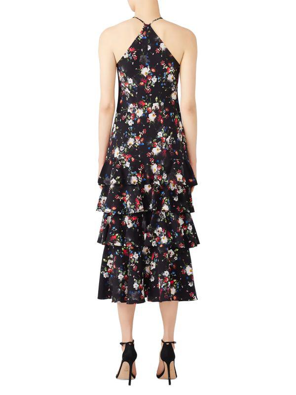 MARISSA WEBB Floral Halterneck Tiered Midi Dress