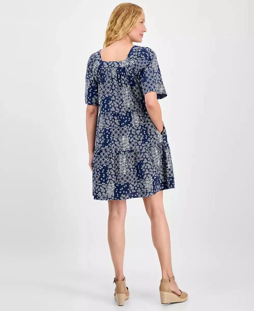 Style & Co Petite Square-Neck Cotton Tiered Dress, Exclusively at Macy's 5