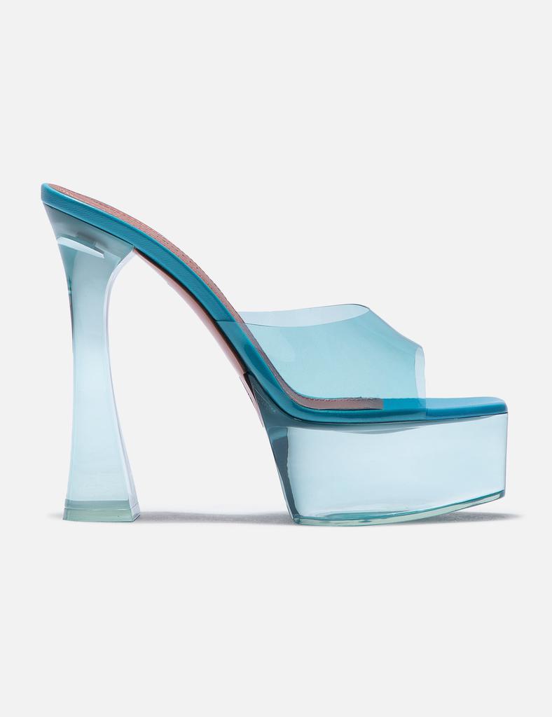 Amina Muaddi Silver Leather Cameron Thong Mules - Sandals