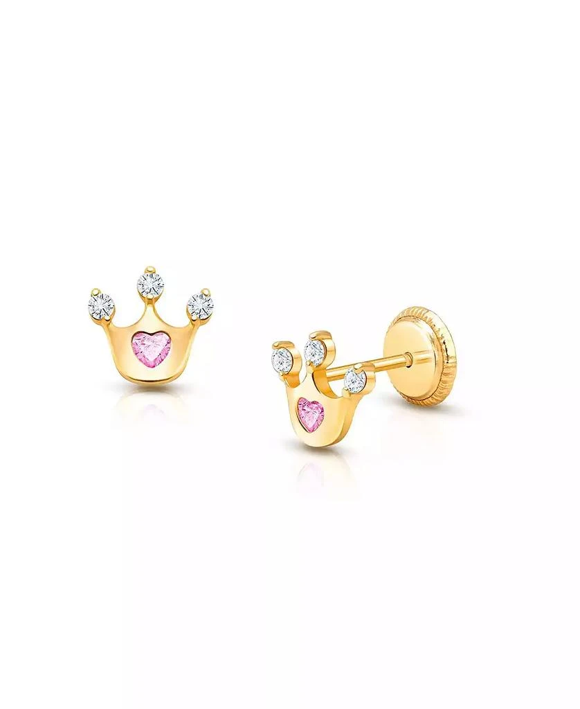 Tiny Blessings Children's 14K Gold Princess at Heart Studs Girls' Screw Back Earrings
