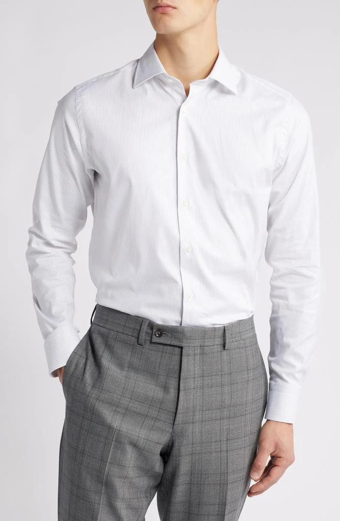 Canali Regular Fit Pinstripe Stretch Cotton Dress Shirt 1