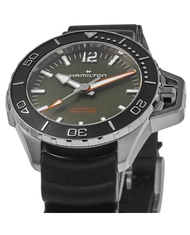 Hamilton Hamilton Khaki Navy Frogman Automatic Green Dial Rubber Strap Men's Watch H77455360 2