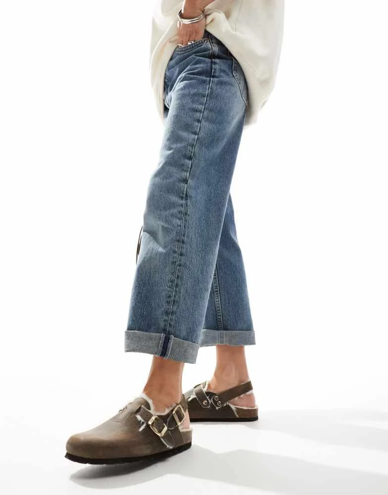 Steve Madden Steve Madden Odim sling back clogs with faux fur lining in brown leather 2