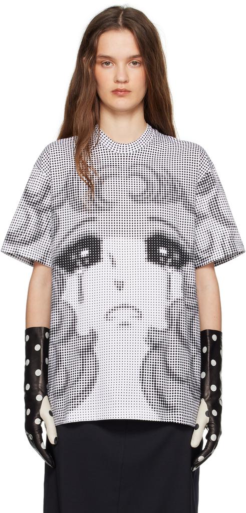 pushBUTTON Black & White Pixel Crying Girl T-shirt