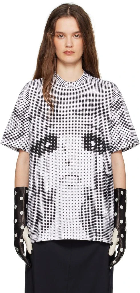 pushBUTTON Black & White Pixel Crying Girl T-shirt 1