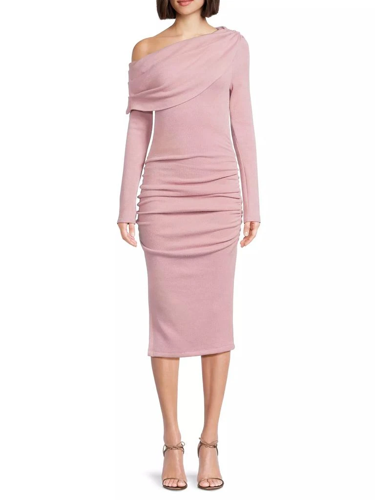 Black Halo Harmon One-Shoulder Draped Sheath Dress 3