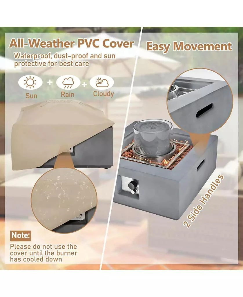 Mecale 28 Inch 50000 BTU Patio Square Propane Fire Pit with PVC Cover 4