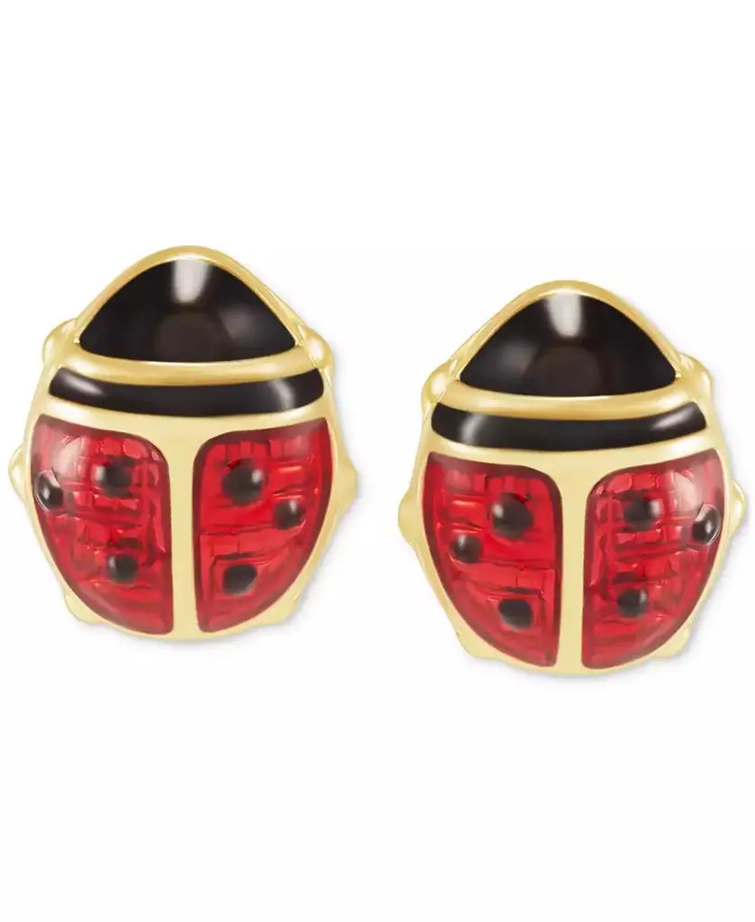 Macy's Red Enamel Ladybug Stud Earrings in 10k Gold