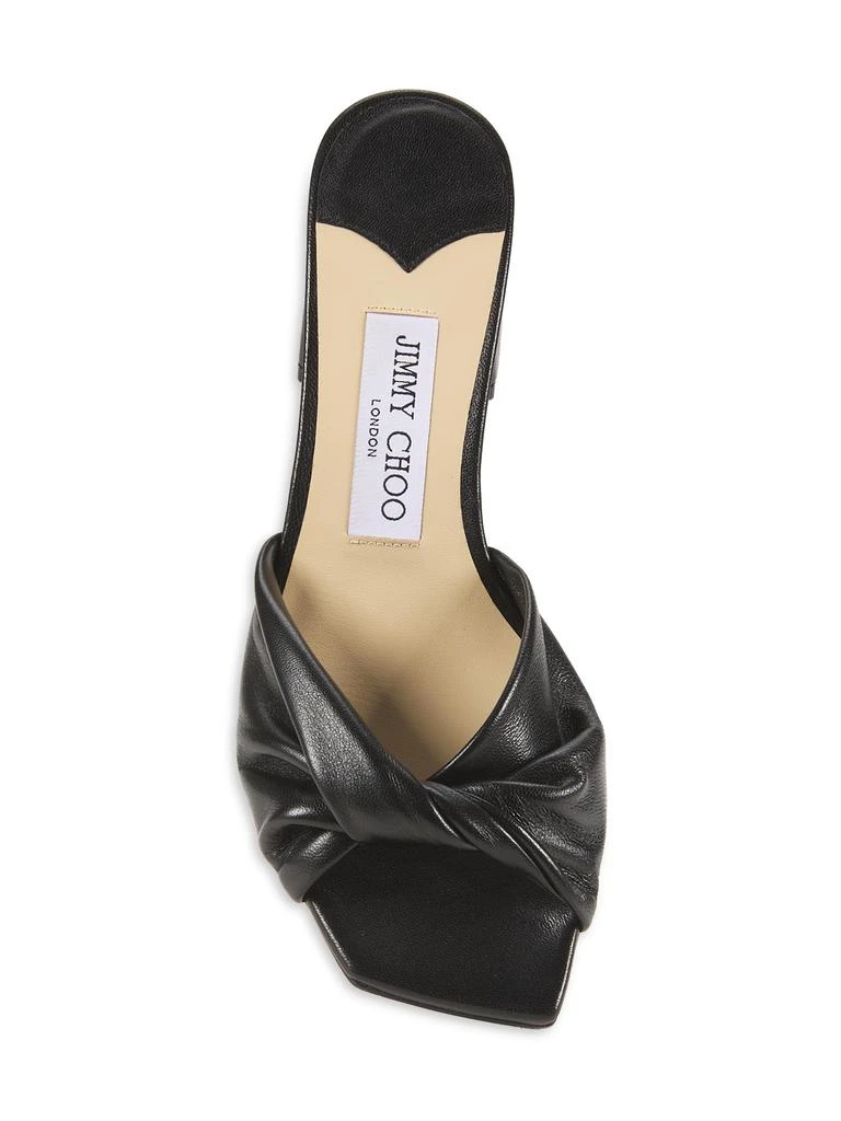 Jimmy Choo Lyn Heel 45MM Ruched Leather Block-Heel Slide Sandals 5