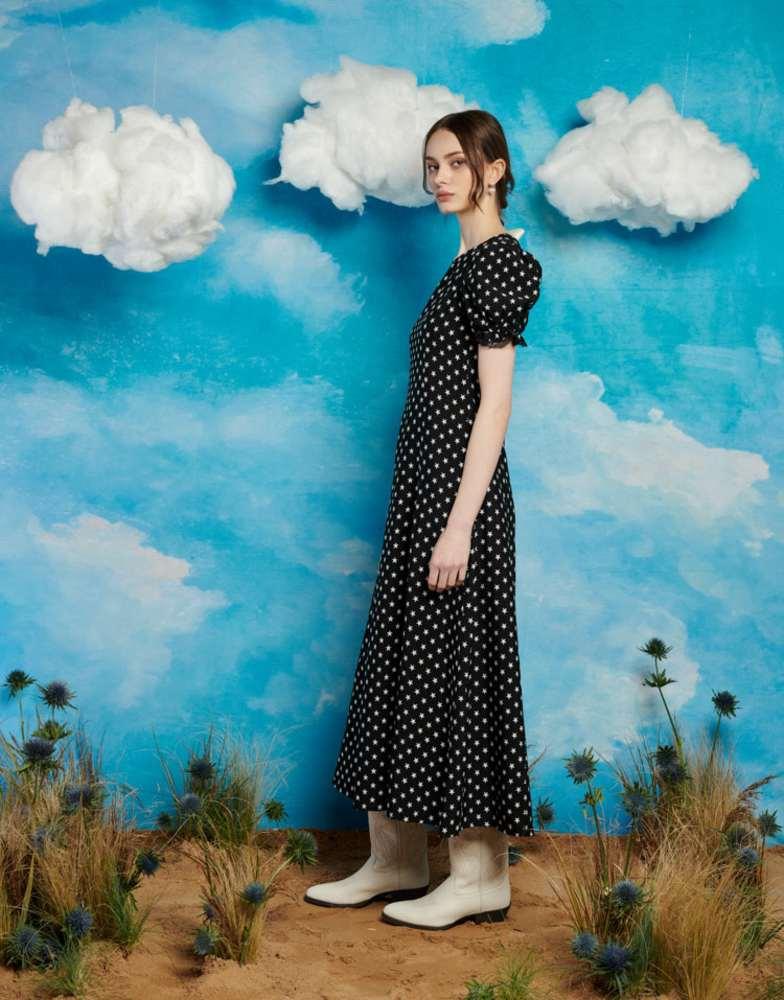 Sister Jane Sister Jane star embroidered maxi dress in black