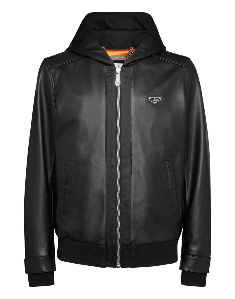 Philipp Plein Nappa Leather Hooded Bomber Jacket 1