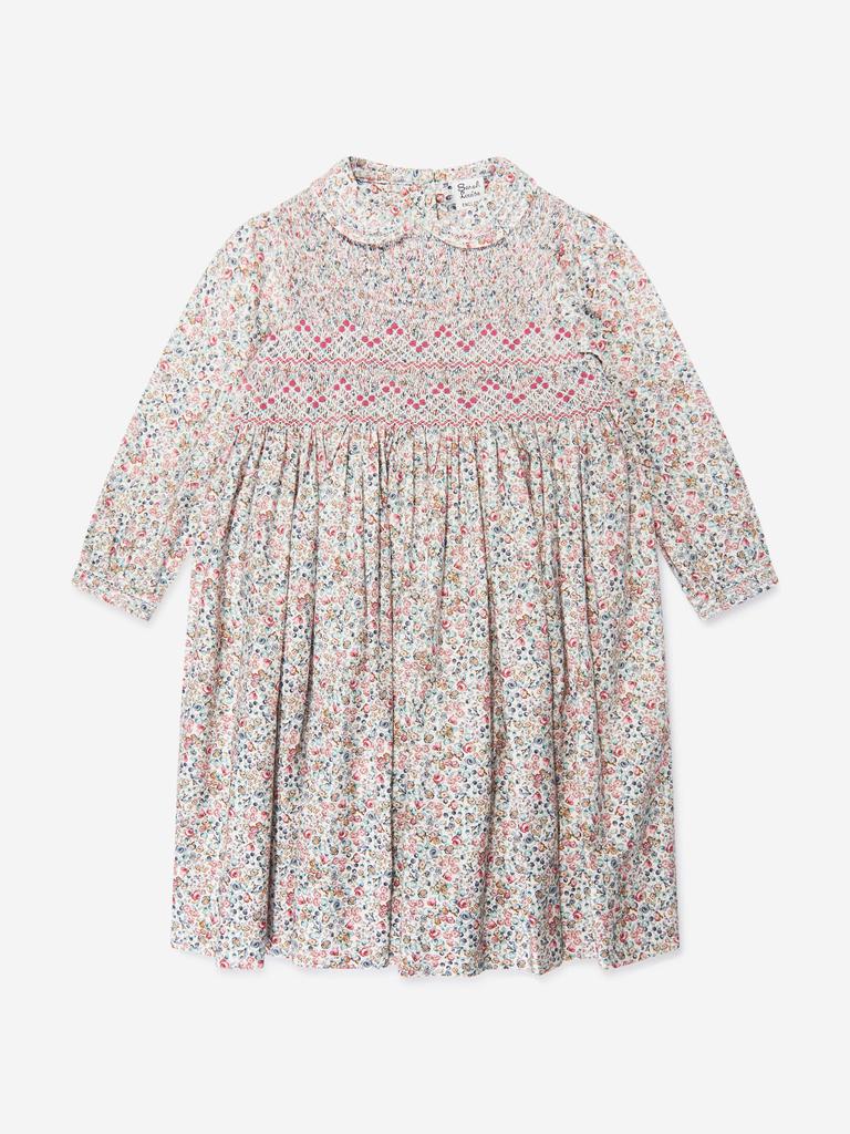 Sarah Louise Sarah Louise Girls Floral Smocked Dress in Blue