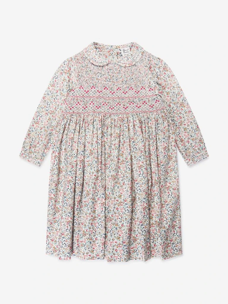 Sarah Louise Sarah Louise Girls Floral Smocked Dress in Blue 1