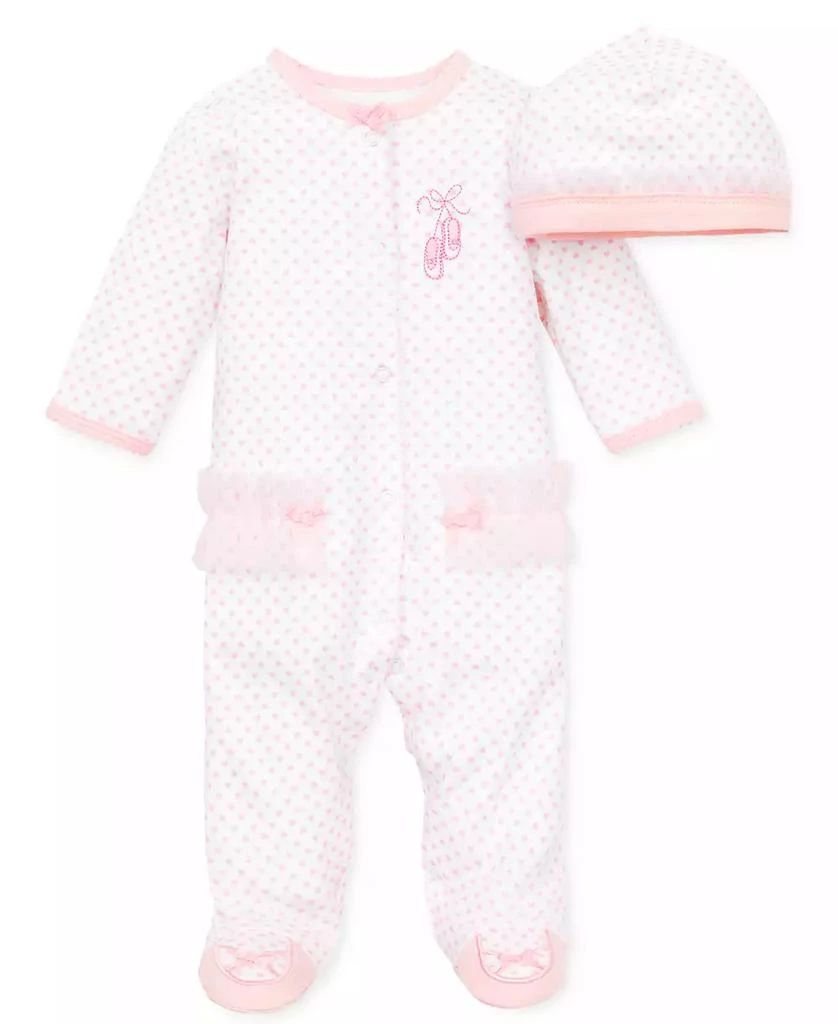 Little Me Baby Girls Ballerina Coverall with Matching Hat, 2 Piece Set 1