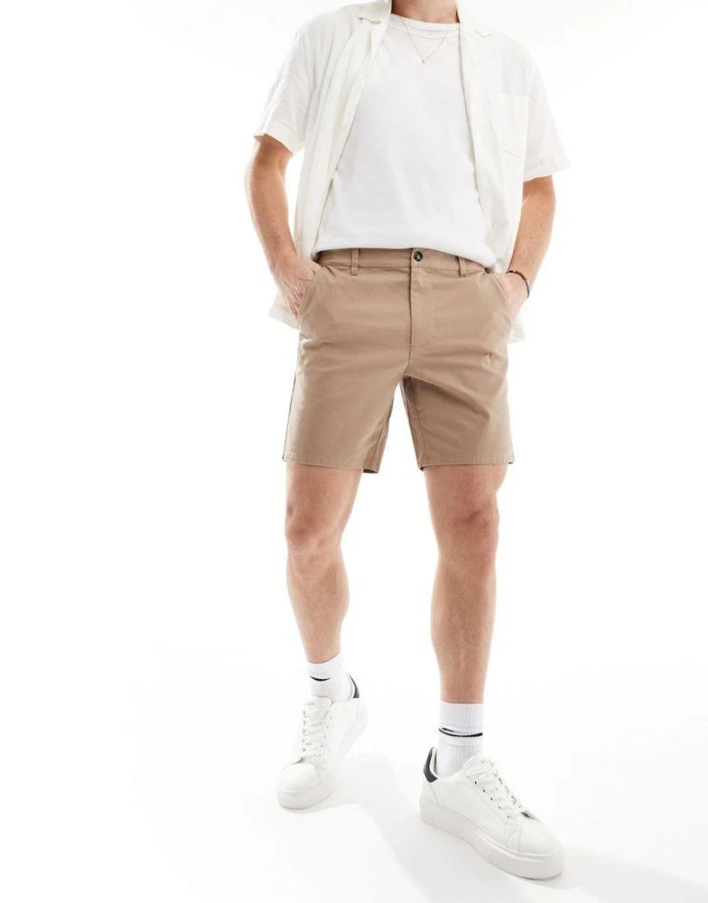 ASOS ASOS DESIGN skinny chino shorts in stone 1
