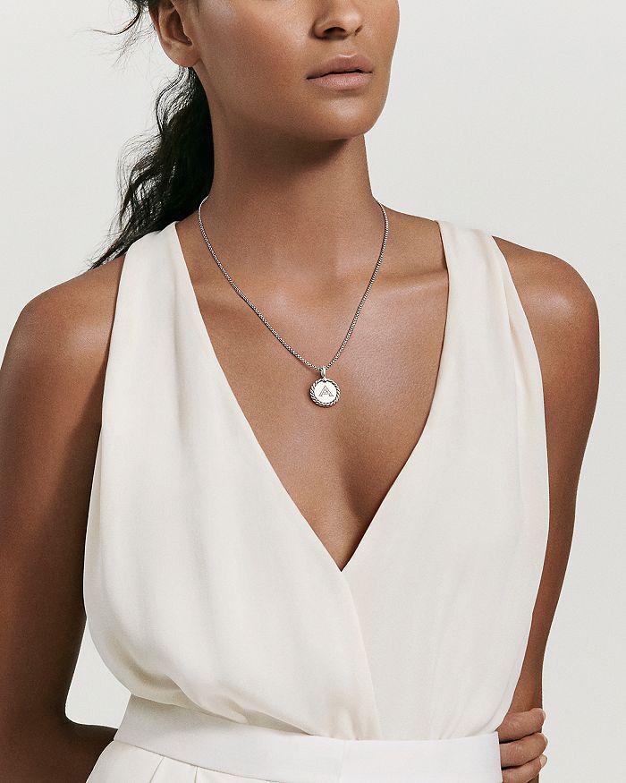 David Yurman Sterling Silver Cable Collectibles Initial Charm Necklace with Diamonds, 18"